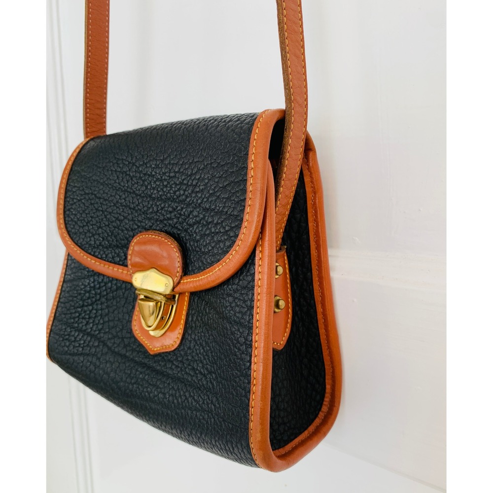 Dooney & Bourke Vintage 90s All-Weather Leather Navy Little Lock Bag Crossbody - Picture 4 of 16